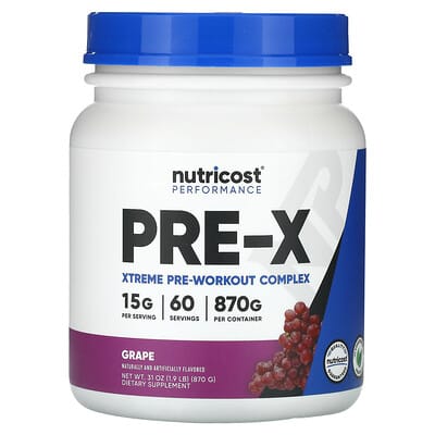 Nutricost Performance, PRE-X, экстремальный предтренировочный комплекс, виноград, 2.2 lb (978 g)