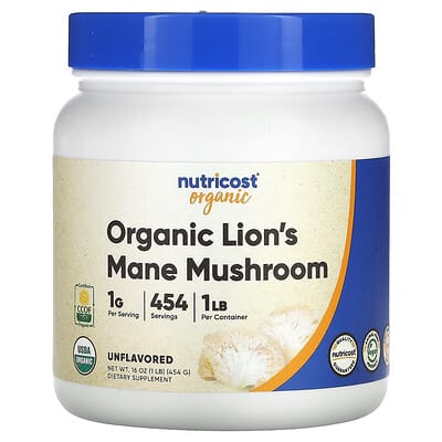 Organic Lion's Mane Mushroom, Unflavored, 1 lb (454 g)
