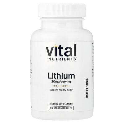 Литий Vital Nutrients, 20 mg, 90 веганских капсул