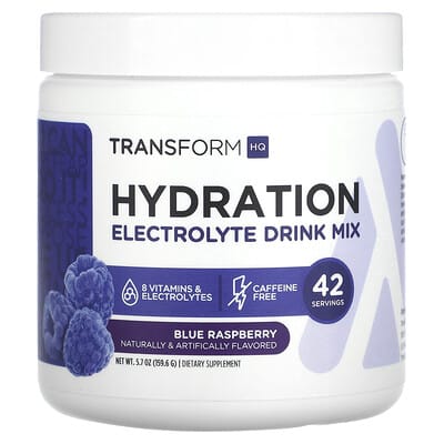 Напиток для гидратации и электролитов, без кофеина, Blue Raspberry, 6 oz (168 g)