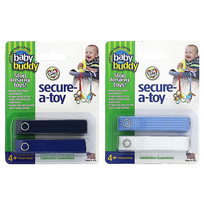 Secure-A-Toy, 4+ месяцев, черный/темно-синий и светло-синий/белый, 4 ремня