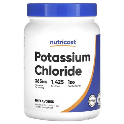 Potassium Chloride, Unflavored, 2.2 lbs (1 kg)