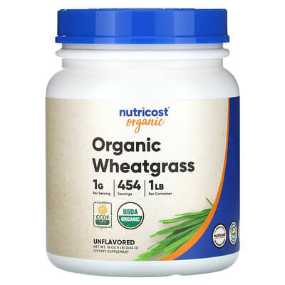 Органическая трава пшеницы Nutricost, без вкуса, 16.2 oz (454 g)