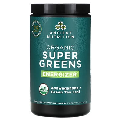 Ancient Nutrition Organic Super Greens, Energizer, 7.5 oz (213 g)