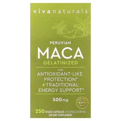 Перуанская мака Viva Naturals Gelatinized 500 mg 250 капсул