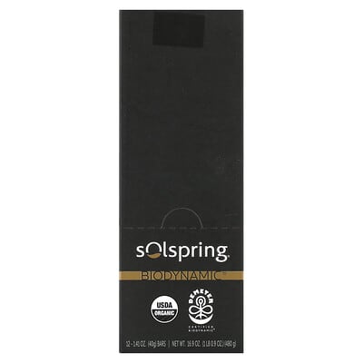 Dr. Mercola Solspring®, Biodynamic®, темный шоколад 70% какао, 12 плиток по 1.41 oz (40 g)