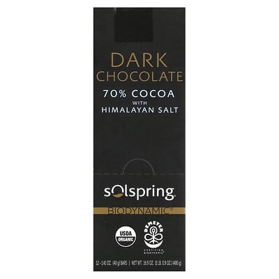 Solspring® Темный шоколад с гималайской солью 70% Cocoa