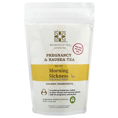 No To Morning Sickness® Tea, Peach & Ginger, Caffeine Free, 20 Unbleached Tea Bags, 1.47 oz (41 g)