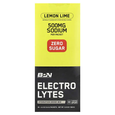 Electrolytes, Hydration Drink Mix, Lemon Lime, 30 Packets, 0.2 oz (5.6 g) Each