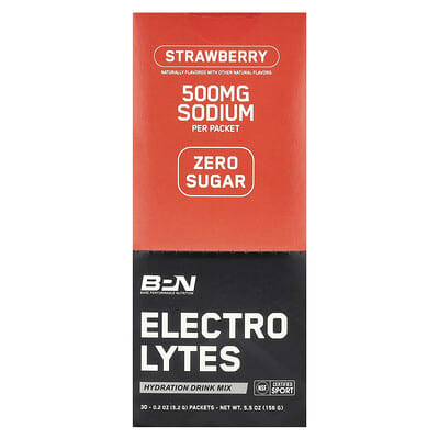 Electrolytes, Hydration Drink Mix, Strawberry, 30 Packets, 0.2 oz (5.2 g) Each