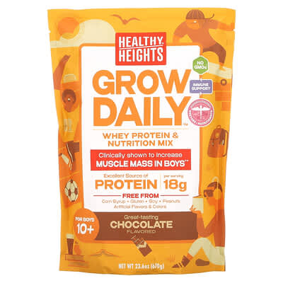 Смесь протеина и питательных веществ Grow Daily Whey Protein & Nutrition Mix, Chocolate, 23.6 oz (670 g)