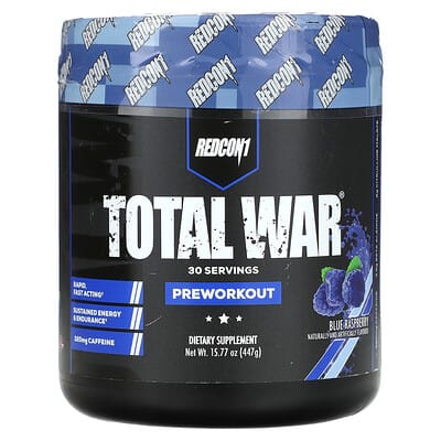 Redcon1 Total War®, предтренировочный комплекс, Blue Raspberry, 447 g
