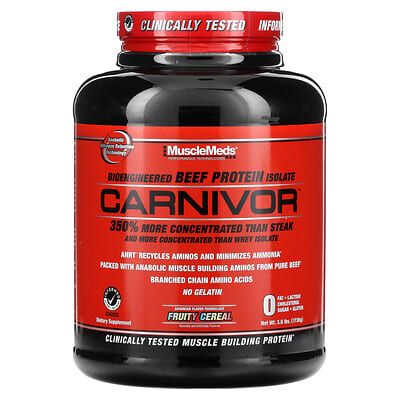 MuscleMeds Carnivor Изолят говяжьего протеина, Fruity Cereal, 3.8 lbs (1,736 g)