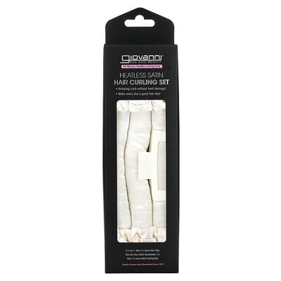 Heatless Satin, Hair Curling Set, Ivory, 4 Pieces