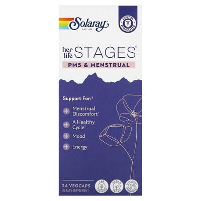 Solaray Her Life Stages™, PMS & Menstrual, 24 веганские капсулы