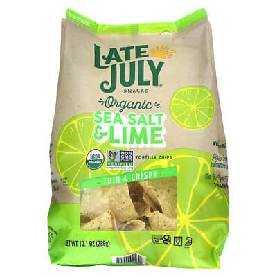 Organic Tortilla Chips, Thin & Crispy, Sea Salt & Lime, 10.1 oz (286 g)