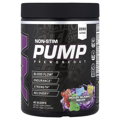 Предтренировочный комплекс Non-Stim Pump, вкус кислый мишка, 17.63 oz (500 g)