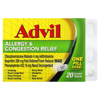 Advil От облегчения аллергии и заложенности носа, 20 таблеток