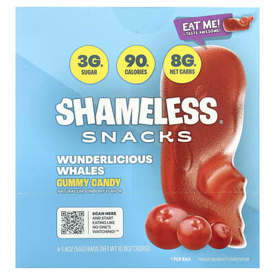 Желейные конфеты Shameless Snacks Wunderlicious Whales, 6 пакетов по 1.8 oz (50 g)