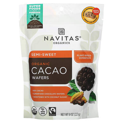 Органические вафли Navitas Organics Semi-Sweet 8 oz (227 g)