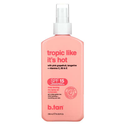 Спрей-масло для загара b.tan Tropic Like It's Hot, SPF 15, 8 fl oz (236 ml)
