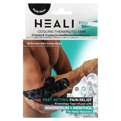 Cooling Therapeutic Kinesiology Tape, Black Camo, 20 Cotton Strips