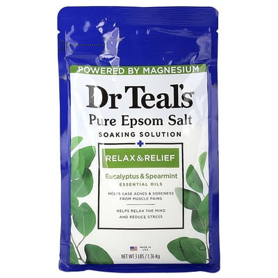 Pure Epsom Salt Soaking Solution, Eucalyptus & Spearmint, 3 lbs (1.36 kg)