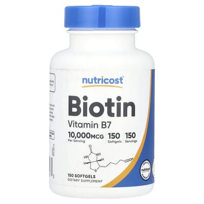 Витамин B7 Biotin Nutricost 10,000 mcg, 150 softgels