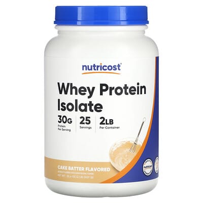 Nutricost изолят сывороточного протеина, вкус теста для торта, 2 lb (907 g)
