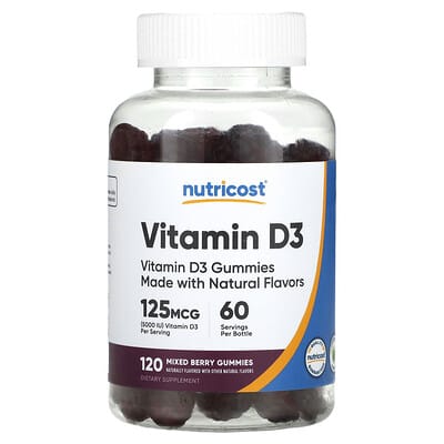 Vitamin D3 Gummies, Mixed Berry, 120 Gummies (62.5 mg per Gummy)