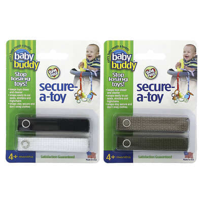 Secure-A-Toy, 4+Months, Black/White & Tan/Olive, 4 Straps