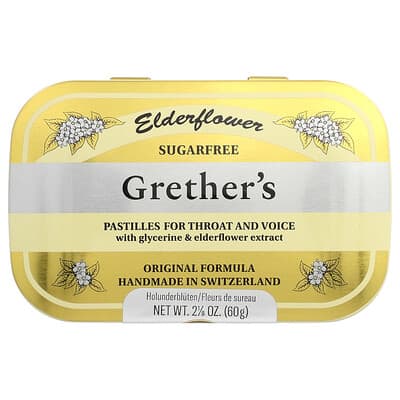 For Throat and Voice, Sugar Free, Elderflower, 24 Pastilles