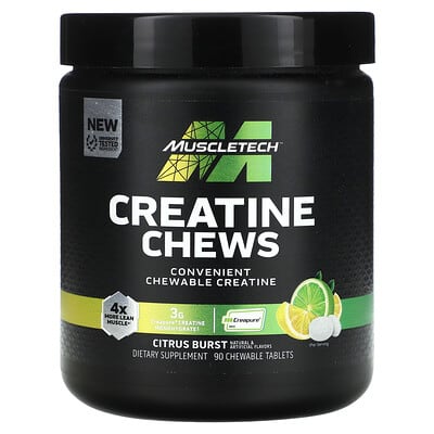 Жевательные таблетки креатина MuscleTech, Citrus Burst, 90 шт (1 g на таблетку)