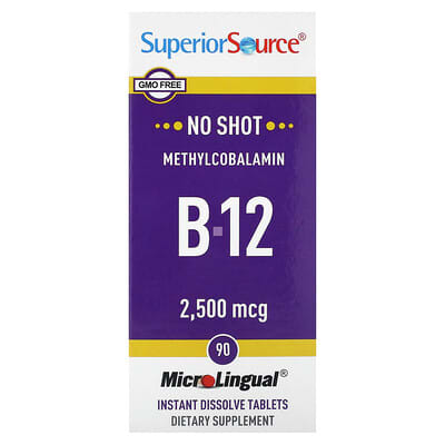 Methylcobalamin B-12, 2,500 mcg, 90 быстрорастворимых таблеток MicroLingual®