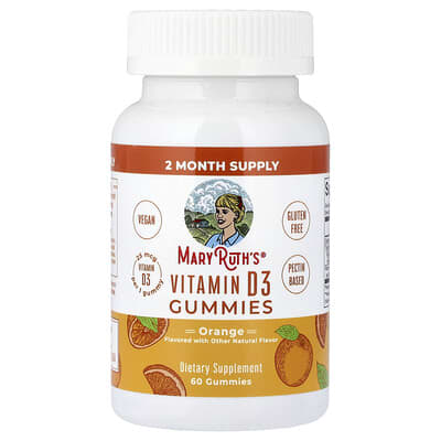 Желейные витамины MaryRuth's Vitamin D3 Gummies, Orange, 60 шт. (25 mcg (1,000 IU) per Gummy)