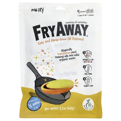Cooking Oil Solidifier, Pan Fry, 4 Packets, 2.1 oz (60 g)