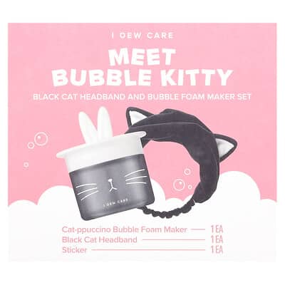 Meet Bubble Kitty, Black Cat Headband and Bubble Foam Maker Set, 3 Piece Set