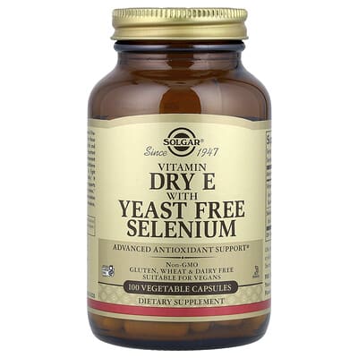 Vitamin Dry E with Yeast Free Selenium, 100 Vegetable Capsules