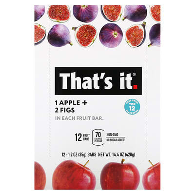 Фруктовый батончик Apple + Figs, 12 шт, 1.2 oz (35 g) каждый