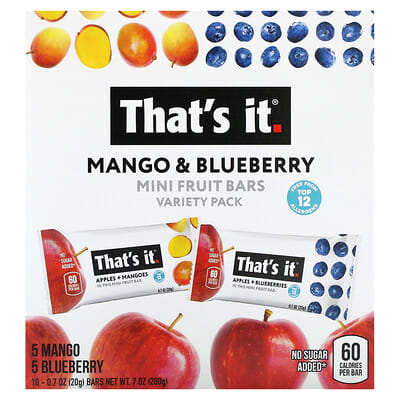 Mini Fruit Bars, Variety Pack, 10 Bars, 0.7 oz (20 g) Each