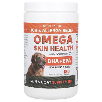 Omega Skin Health with Salmon Oil, For Dogs & Cats, Chicken, 180 Soft Chews, 18 oz (513 g)