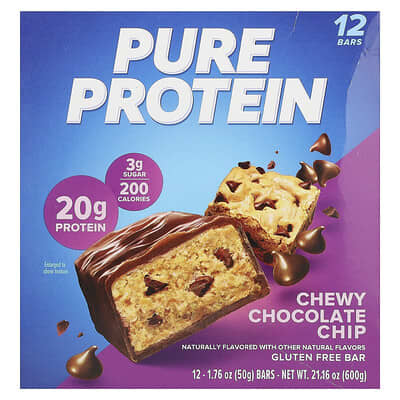 Протеиновый батончик Pure Protein, шоколадная крошка, 12 шт., 50 g