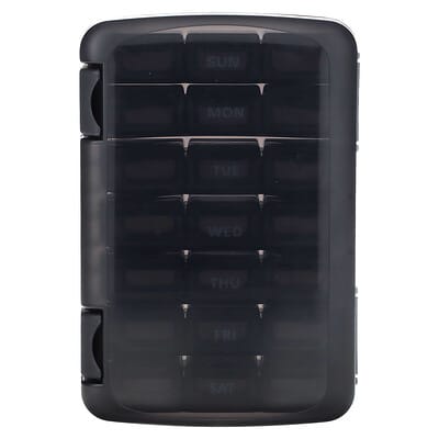Weekly 3X/Day Pill Organizer with Case, Black, 1 Count