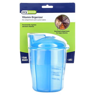 Vitamin Organizer with Labels, Blue, 1 Count