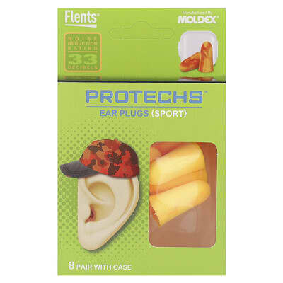 Беруши Protechs для спорта, 8 пар с футляром