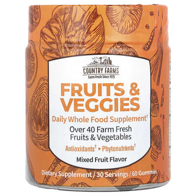 Добавка Fruits & Veggies Daily Whole Food, смесь фруктов, 60 мармеладных капсул