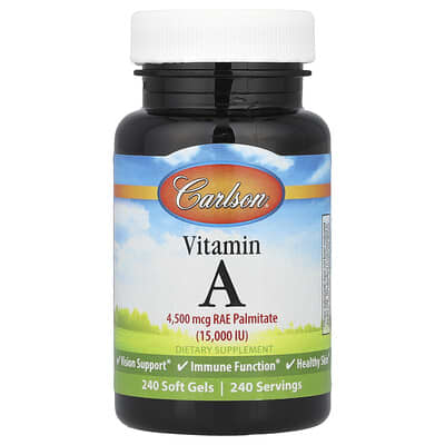 Витамин A, 4,500 mcg RAE (15,000 IU), 240 мягких капсул