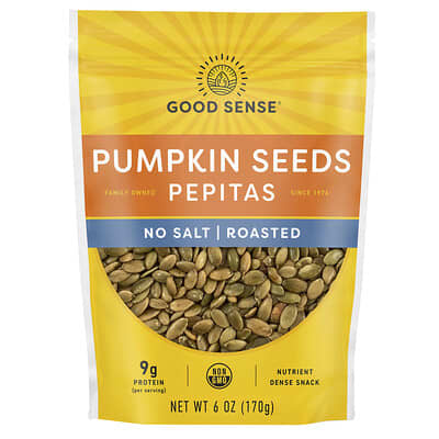 Pumpkin Seeds Pepitas, No Salt, Roasted, 6 oz (170 g)
