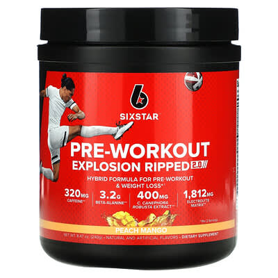 Предтренировочный комплекс Explosion Ripped 2.0, персик-манго, 8.47 oz