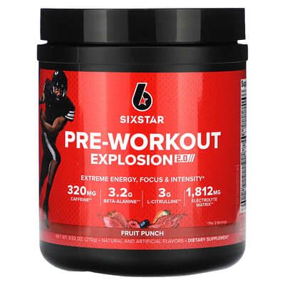 Предтренировочный комплекс SIXSTAR Pre-Workout Explosion 2.0, Fruit Punch, 9.52 oz (270 g)